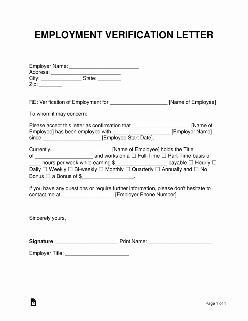 Free Printable Employment Verification Letter New Free Employment In E Verification Letter Pdf
