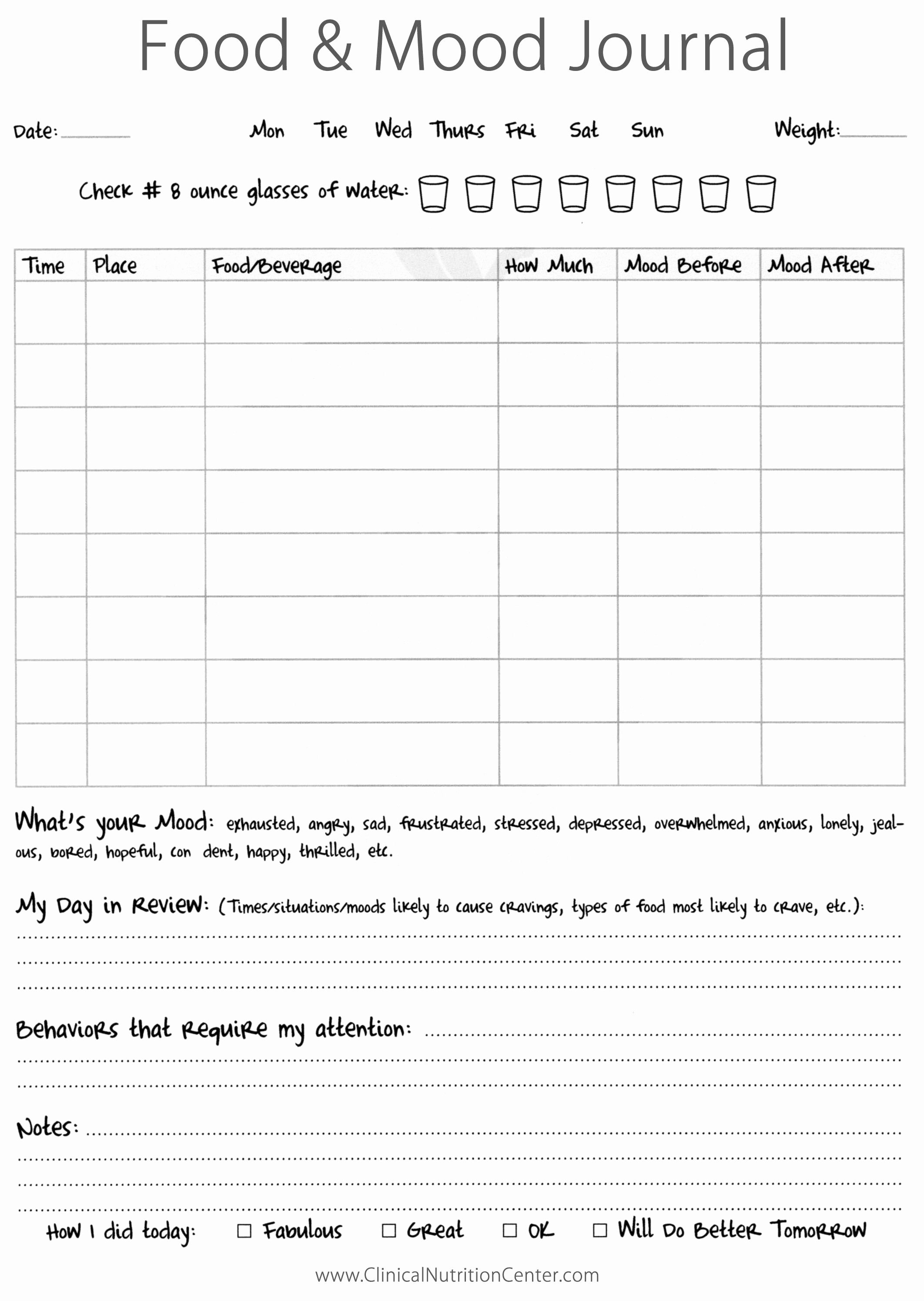 Free Printable Food Journal Awesome Printable Journal Pages to Track Food Water and the