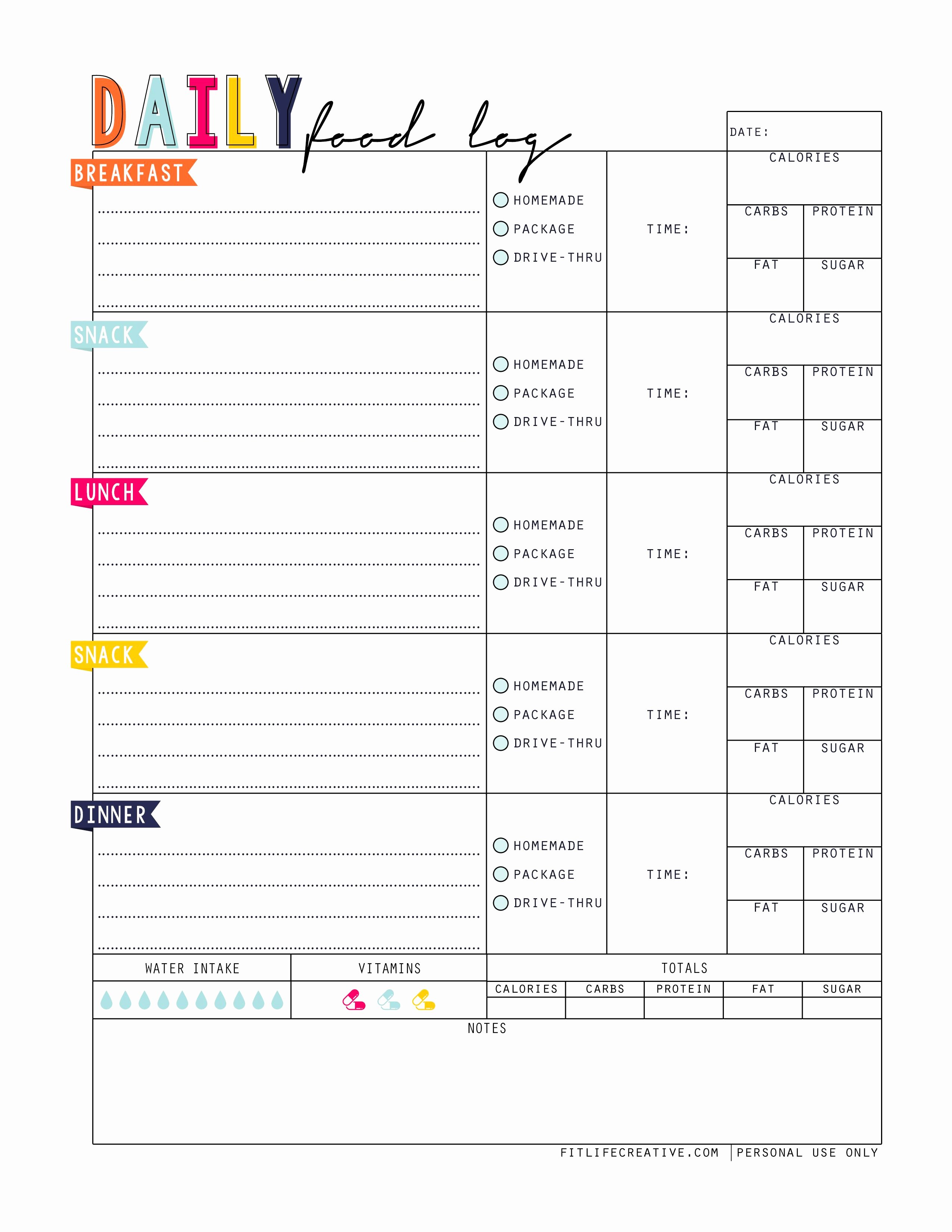 Free Printable Food Journal Unique Daily Food Log Printable A Successful Health and Fitness