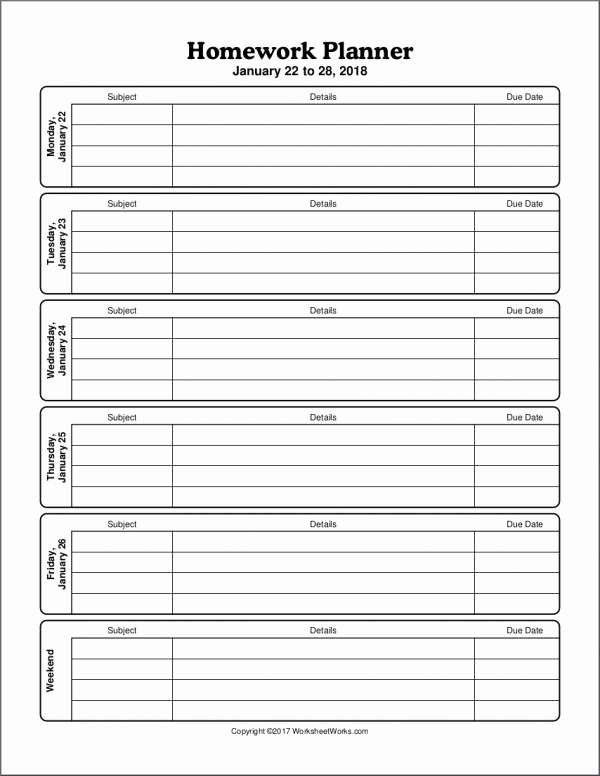 Free Printable Homework Planner Inspirational Free 9 Homework Planner Samples and Templates In Pdf