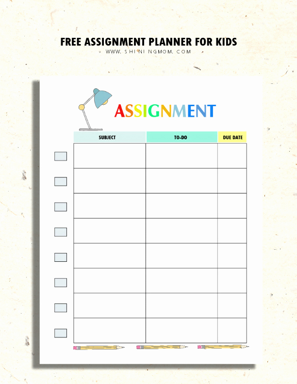 Free Printable Homework Planner Inspirational Free assignment Planner for Kids and Teens Fun and Cute