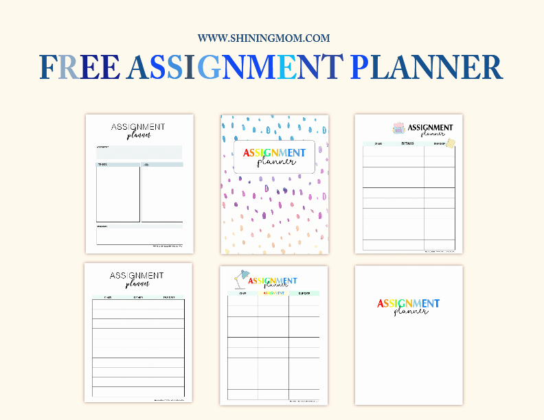 Free Printable Homework Planner New Free assignment Planner for Kids and Teens Fun and Cute