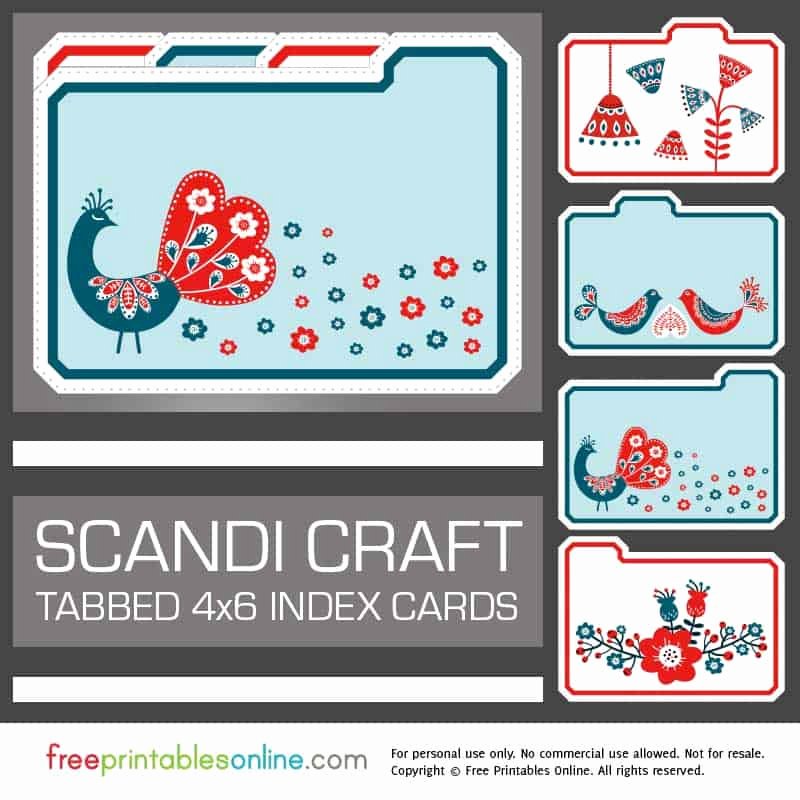 Free Printable Index Cards Inspirational Printable Scandi Craft 4x6 Tabbed Index Cards Free