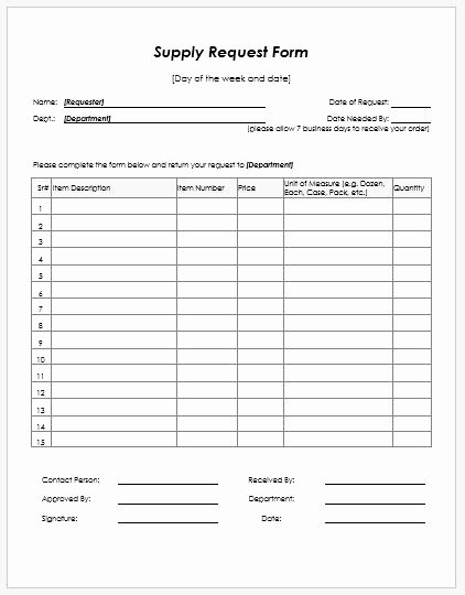 Free Printable Office forms Awesome Supply Request form Templates Ms Word