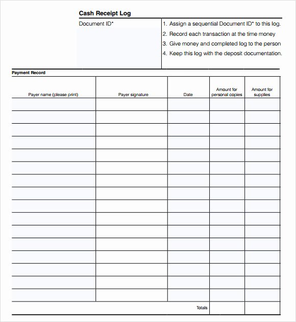 Free Printable Payment Log Awesome Sample Cash Receipt Template 13 Free Documents In Pdf Word