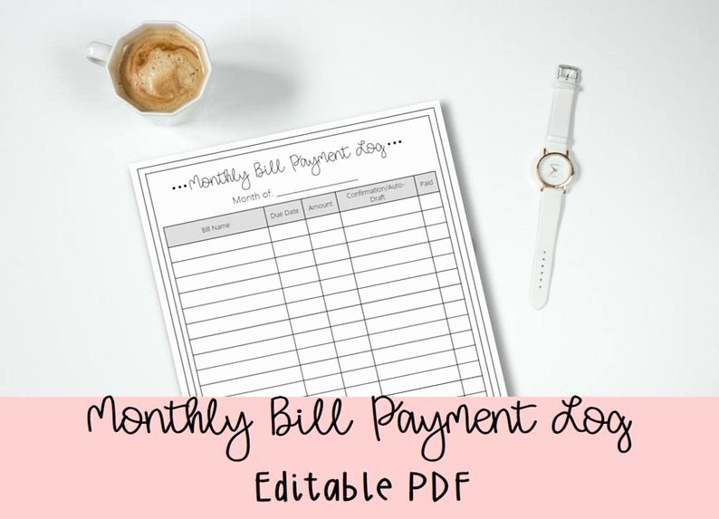 Free Printable Payment Log Inspirational Monthly Bill Payment Log Editable Pdf Printable Pdf