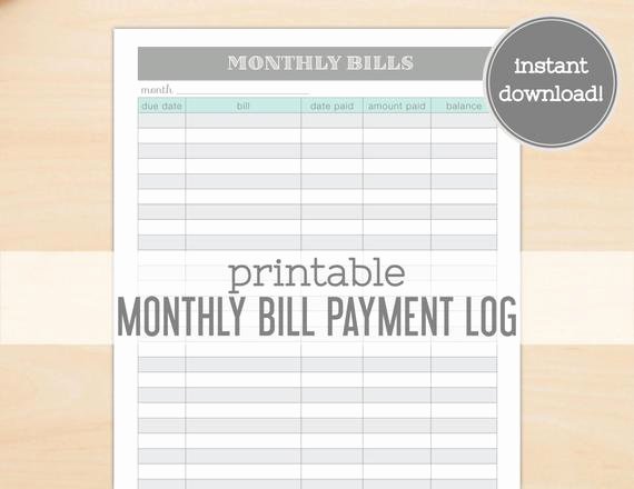 Free Printable Payment Log Inspirational Monthly Bill Payment Log Printable Simplicity by Citruspaperco