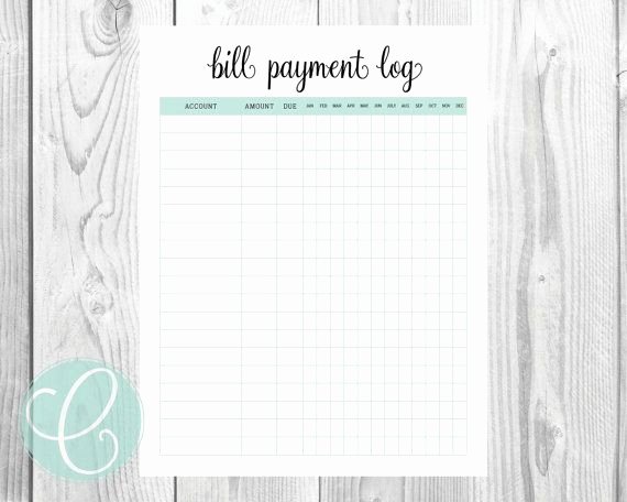 Free Printable Payment Log Inspirational Printable Bill Payment Log Financial by Citruspaperco On