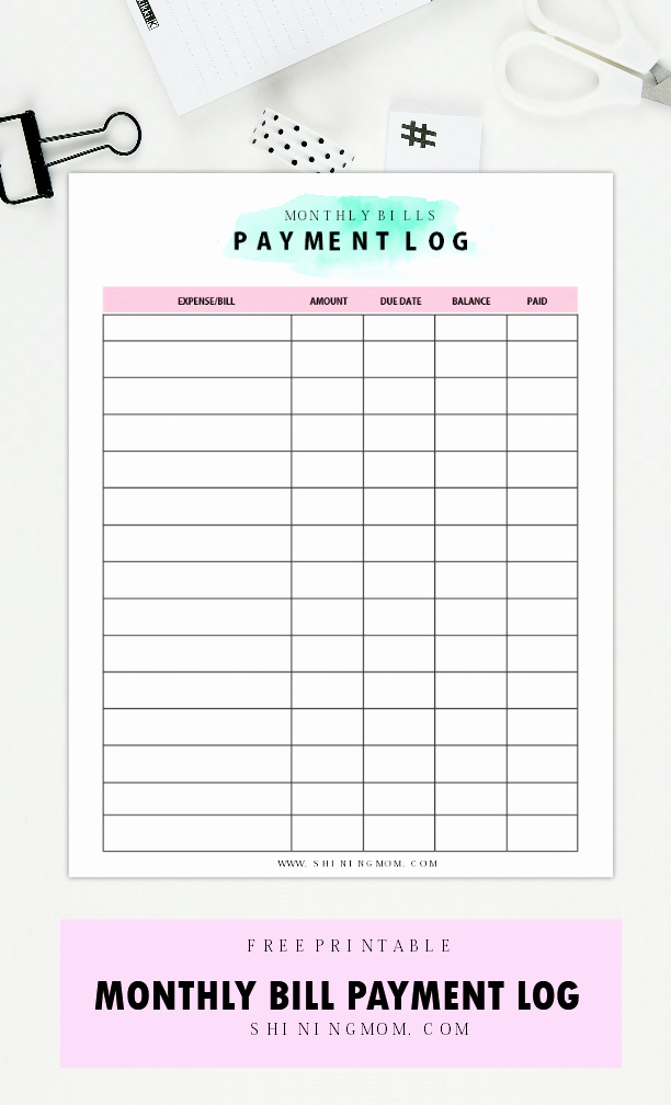 Free Printable Payment Log Lovely Ultimate Free Monthly Bill Payment organizer