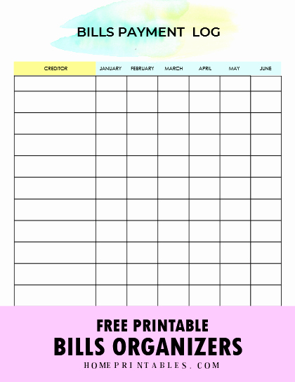 Free Printable Payment Log New Download Your Free Bill Payment organizer Home Printables
