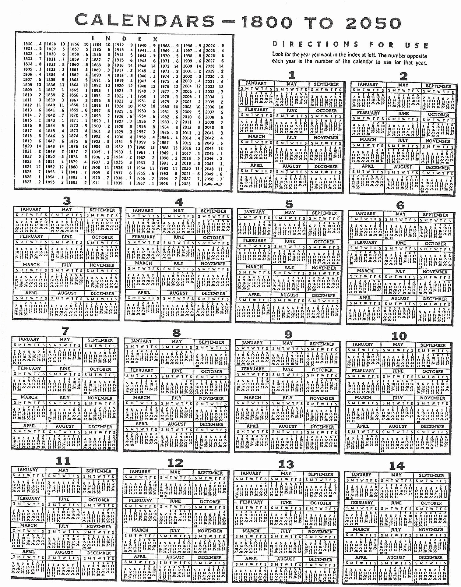 Free Printable Perpetual Calendar Best Of Perpetual Calendar 1800 to 2050 Look for the Year You