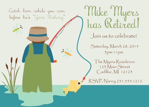Free Printable Retirement Cards New Gone Fishing Retirement Party Invitation by Fabpartyprints