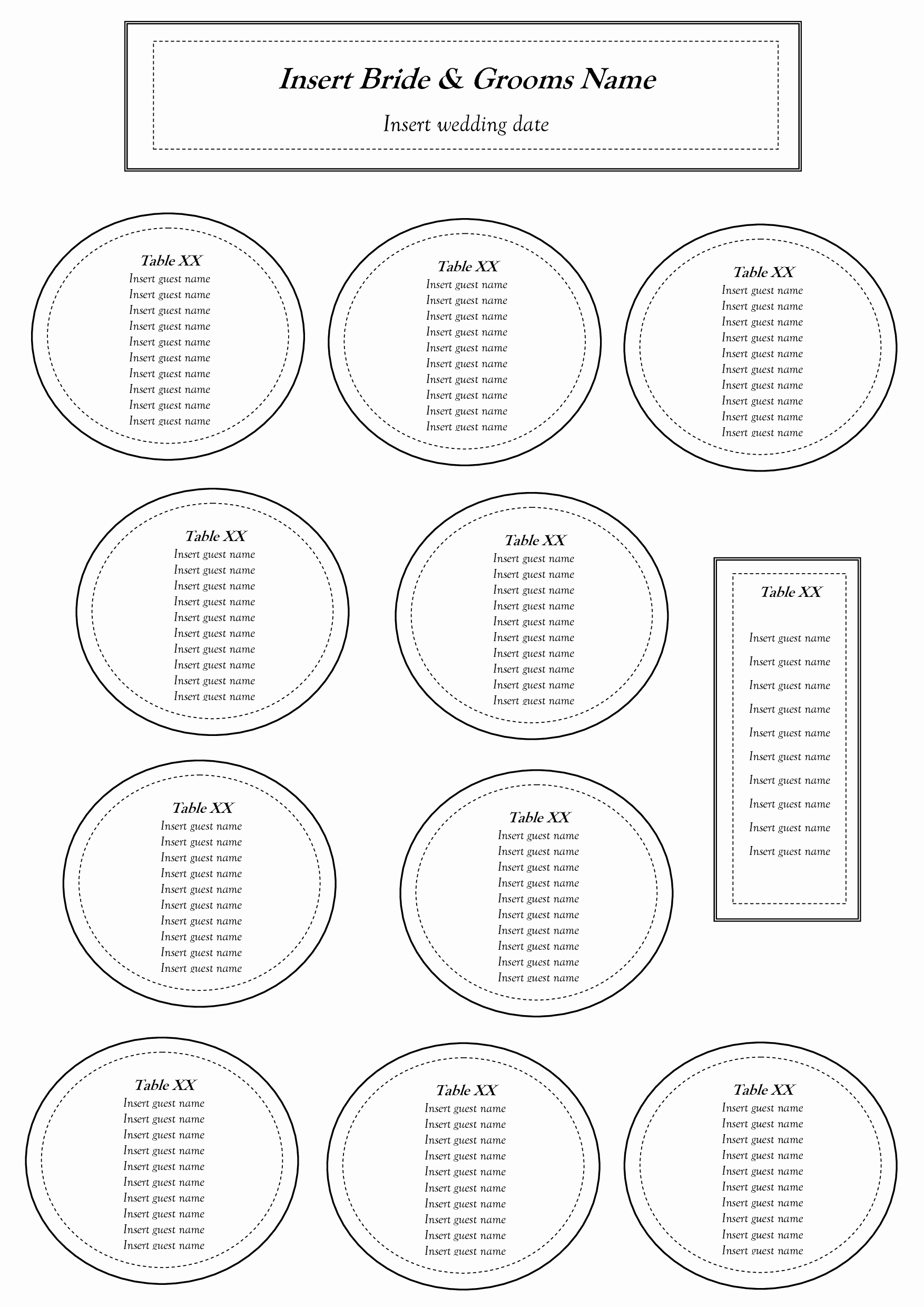 Free Printable Seating Chart Lovely Free Table Seating Chart Template