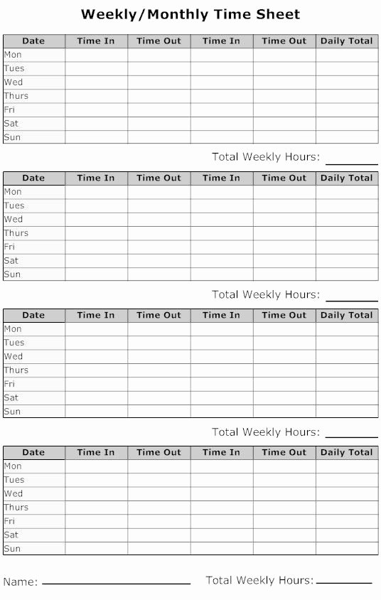 Free Printable Time Cards Best Of Weekly Timesheet Business