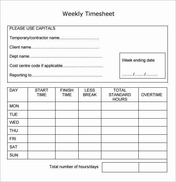 Free Printable Time Cards Lovely Weekly Timesheet Template 8 Free Download In Pdf