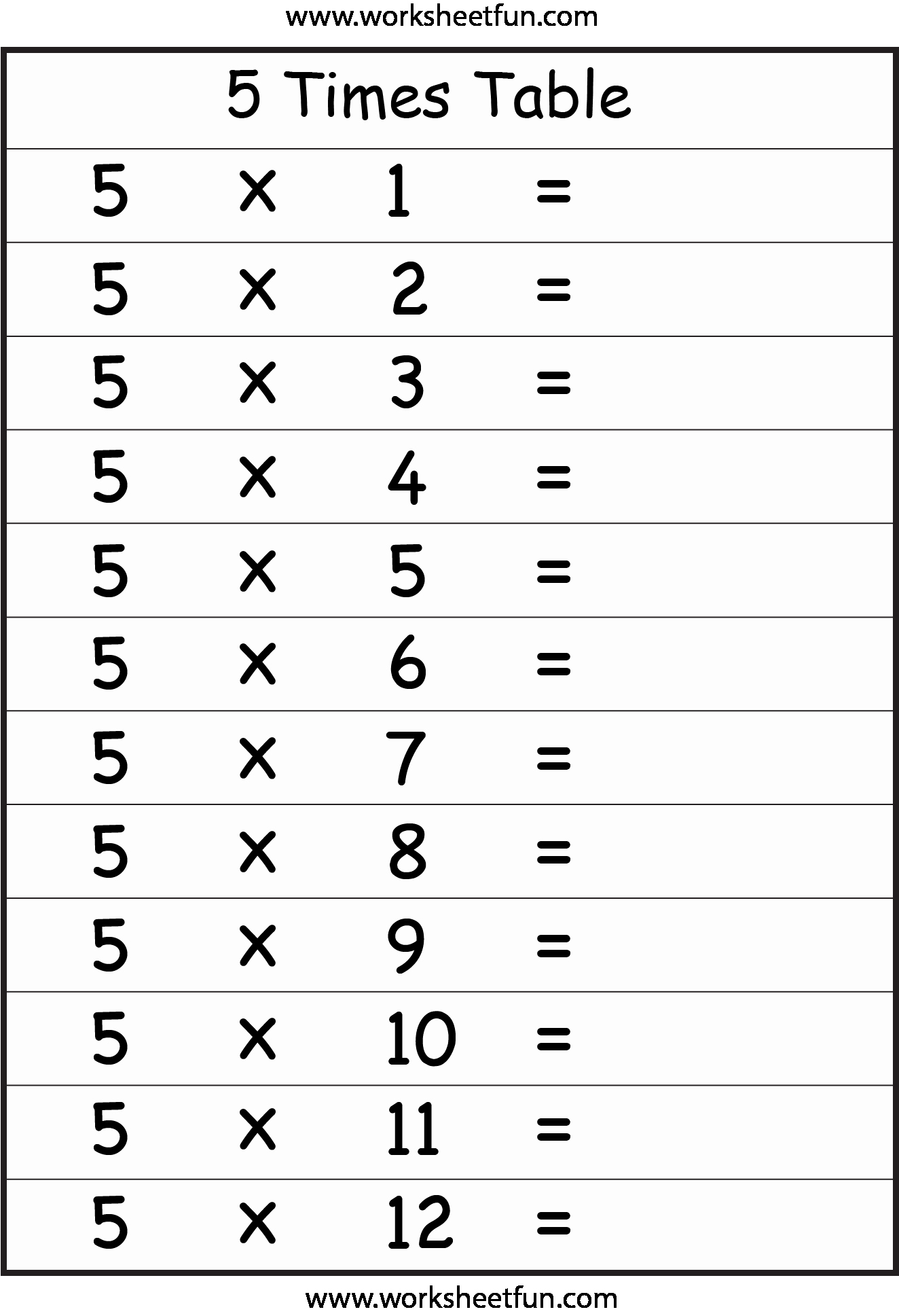Free Printable Times Tables Awesome Multiplication Times Tables Worksheets – 2 3 4 5 6 7