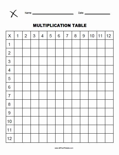 Free Printable Times Tables New A Blank Multiplication Tables 1 12 Print