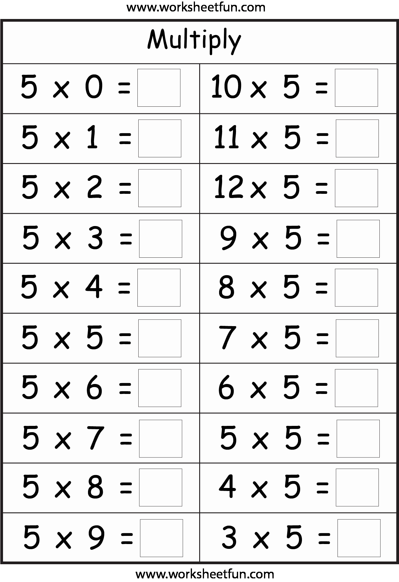 Free Printable Times Tables Worksheets Elegant Multiplication Basic Facts – 2 3 4 5 6 7 8 &amp; 9 Times