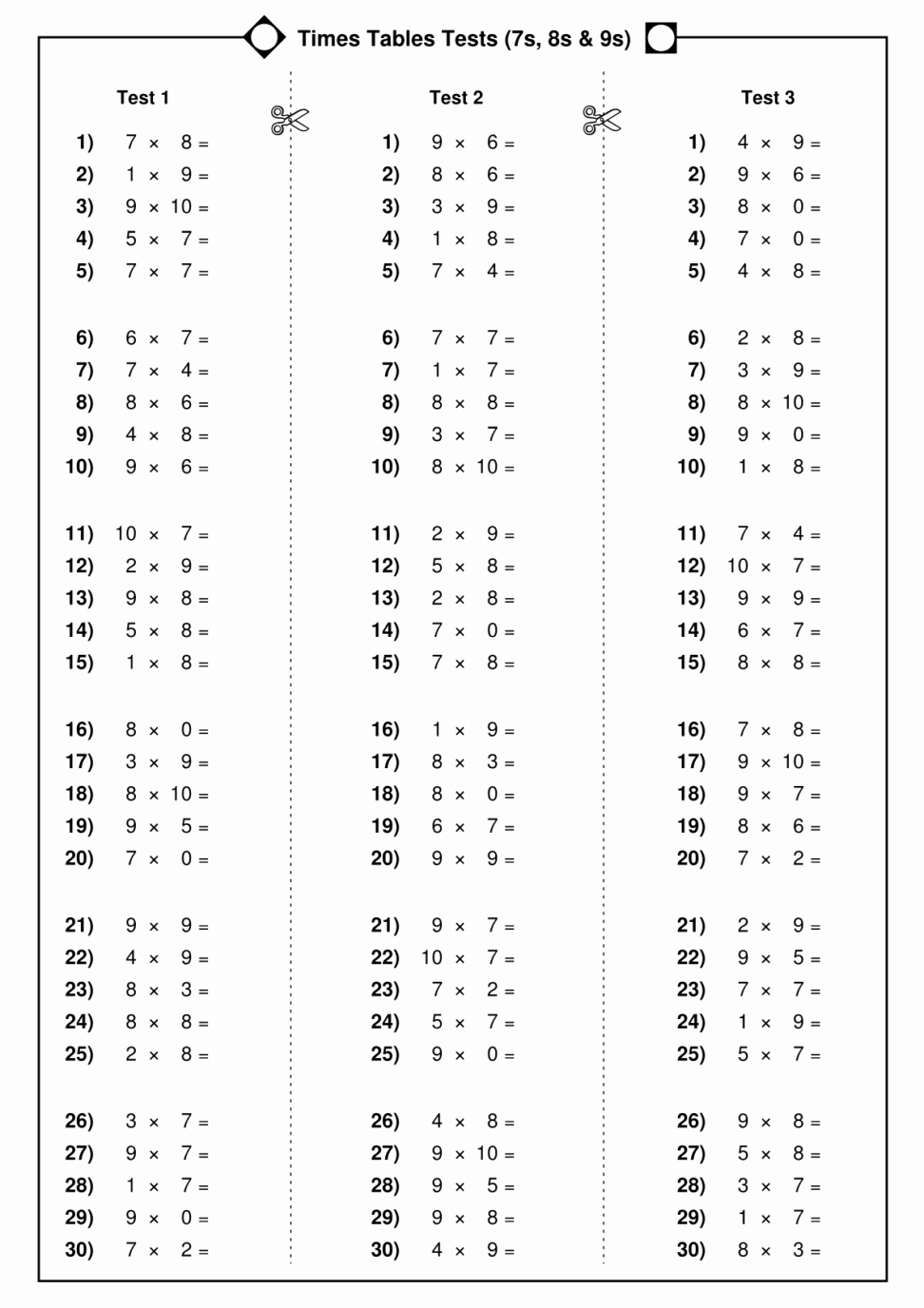 Free Printable Times Tables Worksheets Unique Multiplication Tables 1 12 Printable Worksheets