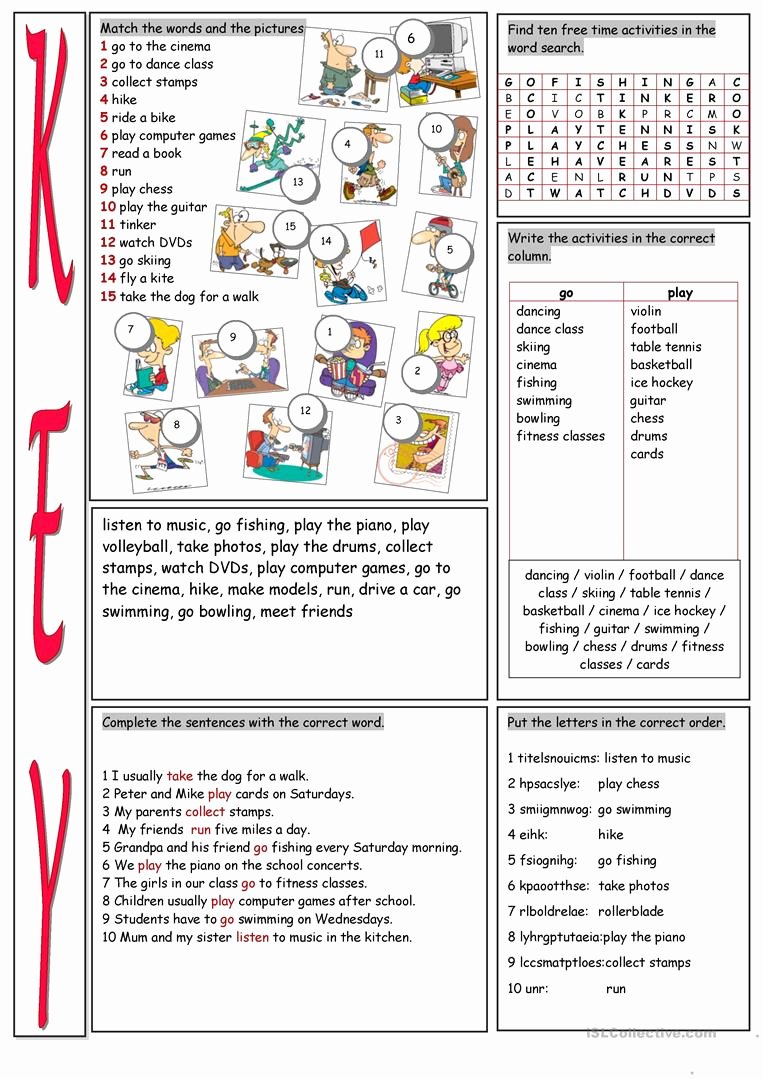 Free Printable Vocabulary Worksheets Awesome Free Time Activities Vocabulary Exercises Worksheet Free