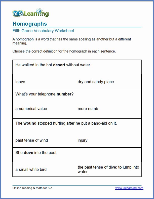 Free Printable Vocabulary Worksheets Lovely Grade 5 Vocabulary Worksheets – Printable and organized by