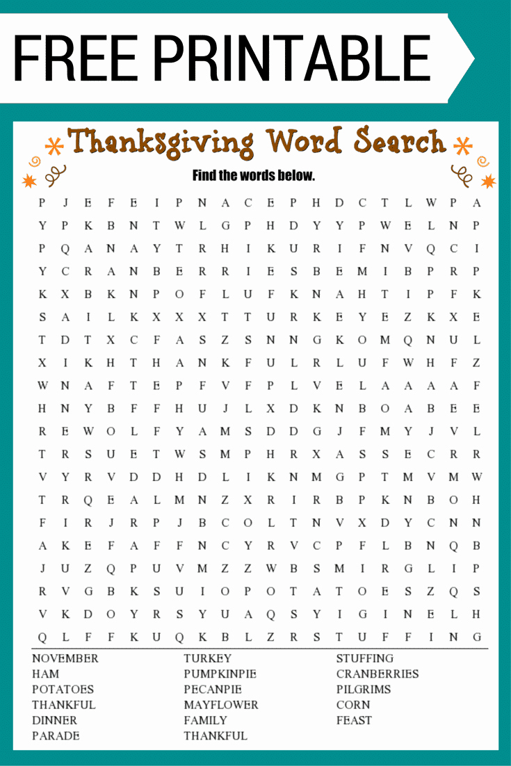 Free Printable Vocabulary Worksheets Lovely Thanksgiving Word Search Free Printable Worksheet
