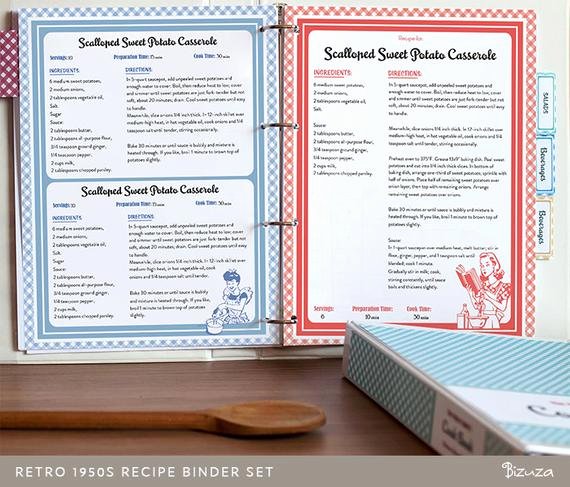 Free Recipe Binder Templates Inspirational Recipe Book Binder Set Retro 1950s Style Printable Recipe