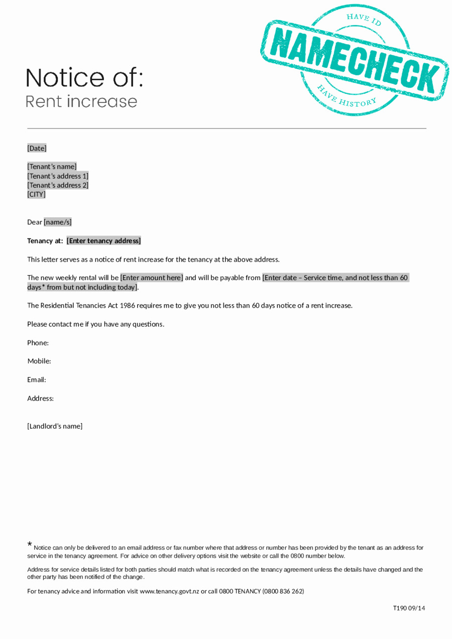 Free Rent Increase form Awesome 2019 Rent Increase Letter Fillable Printable Pdf