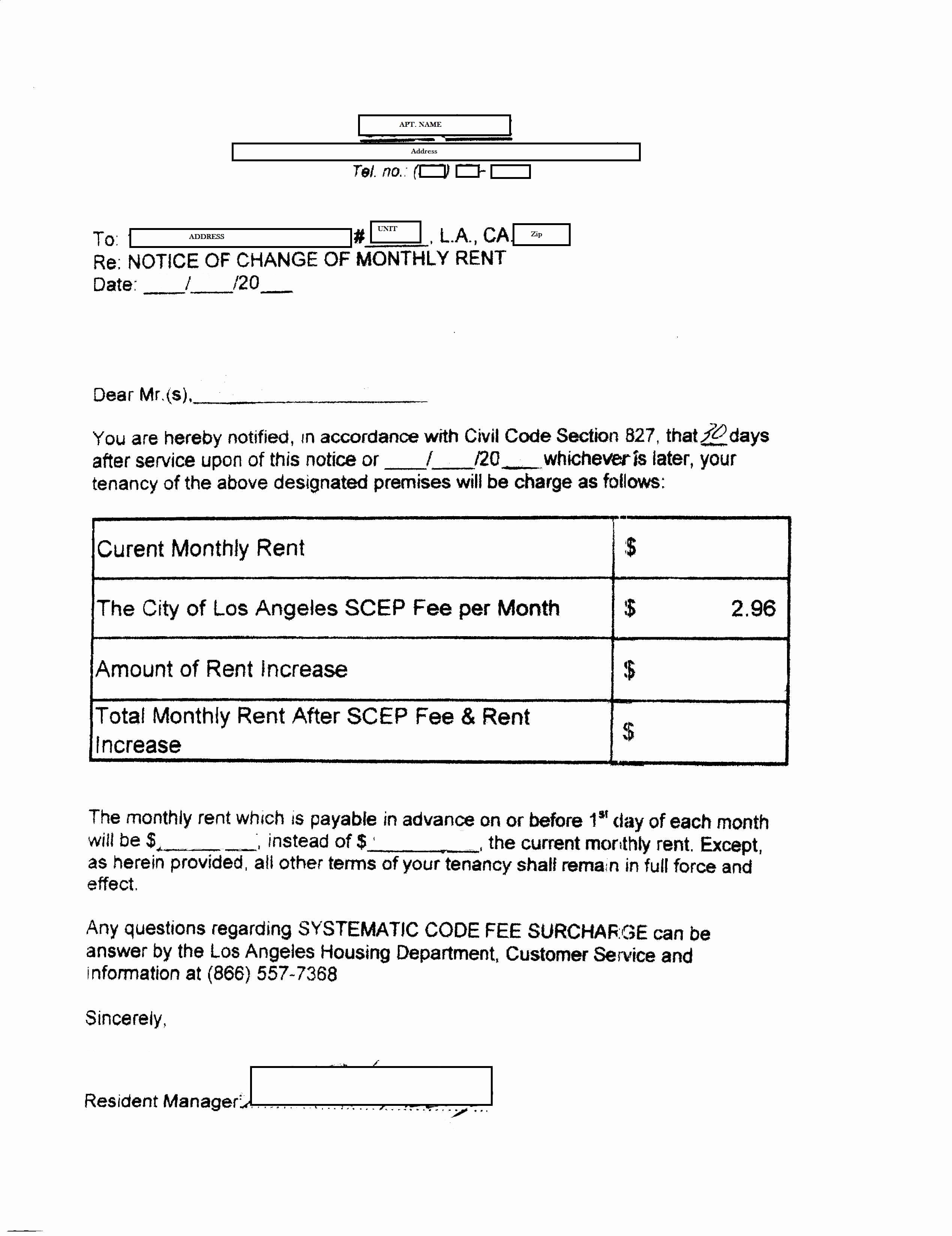 Free Rent Increase form Best Of Los Angeles Rent Increase