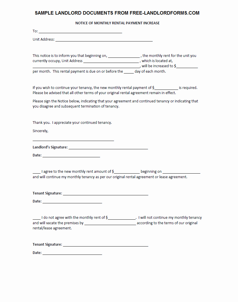 Free Rent Increase form Lovely Free Line Printable Washington Landlord Tenant forms