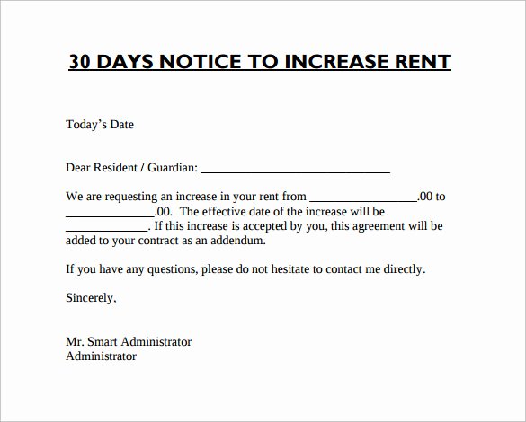 Free Rent Increase form Luxury Sample Rent Increase Notice 10 Free Documents In Pdf Word