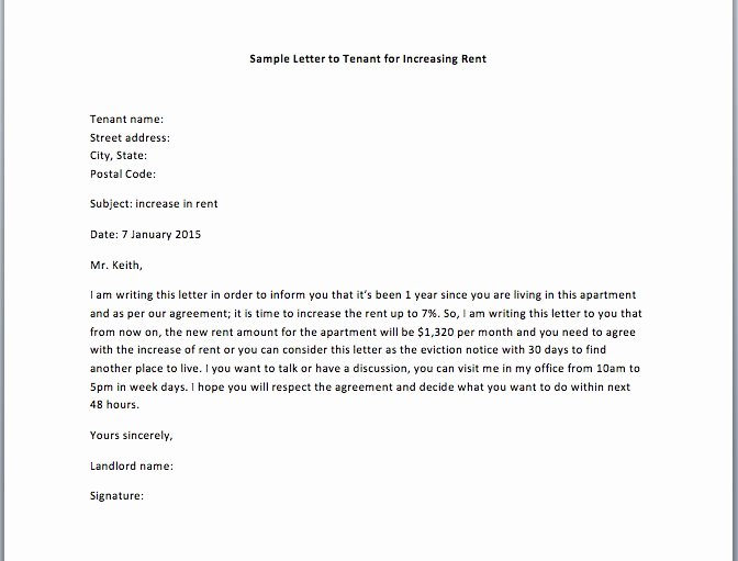 Free Rent Increase Letter Unique Sample Letter to Tenant for Late Payment Google Search