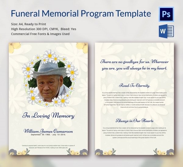 Free Sample Funeral Program Template Elegant 6 Funeral Memorial Program Templates Word Psd format