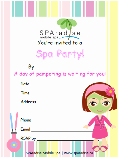 Free Spa Party Invitations Fresh Spa Party Invitation Free Printable Sparadise Mobile Spa
