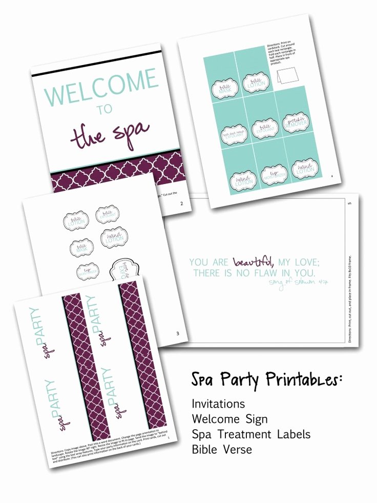 Free Spa Party Printables Luxury 17 Best Images About Mallory Spa Birthday Party On