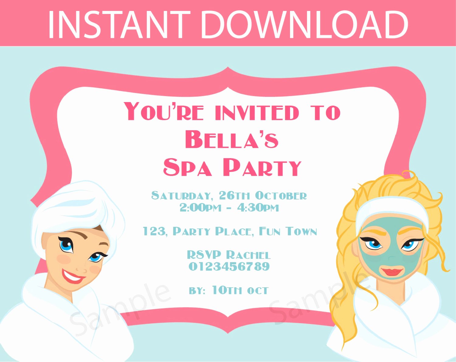 Free Spa Party Printables Unique Spa Party Printable Invitation Instant Download
