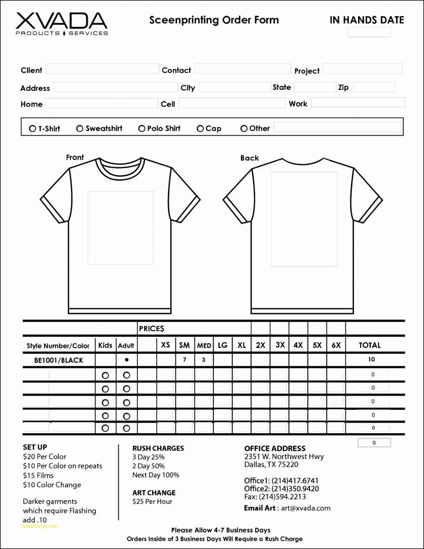 Free Tshirt order form Best Of Printable T Shirt order form Template