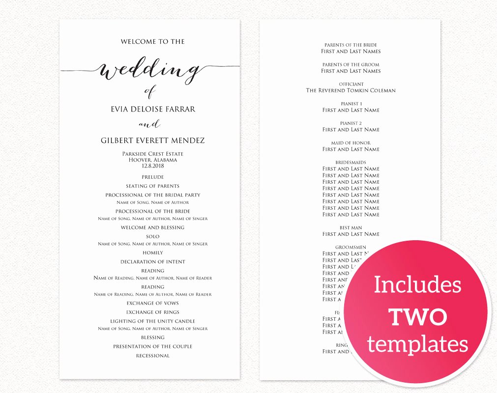 Free Wedding Programs Templates New Wedding Programs · Wedding Templates and Printables