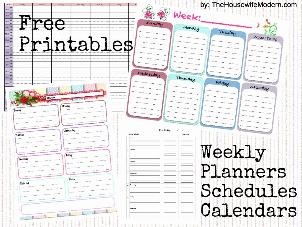 Free Weekly Printable Calendar Fresh Free Printable Weekly Calendars Planners Schedules