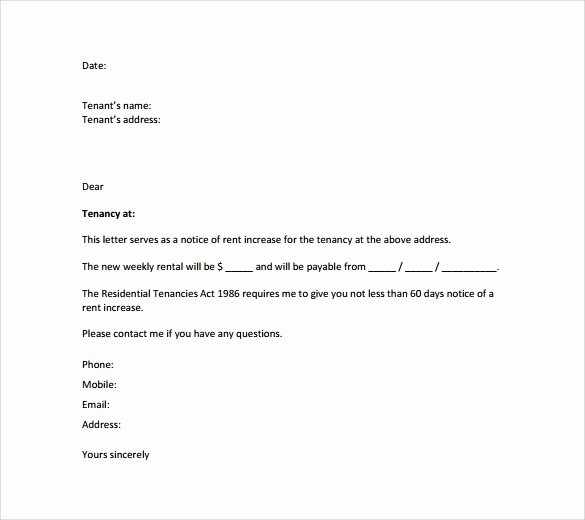 Friendly Rent Increase Letter Beautiful 9 Sample Rent Increase Letter Templates Pdf Word