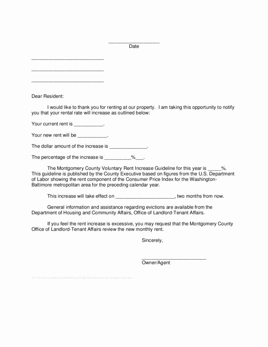 Friendly Rent Increase Letter Lovely 2019 Rent Increase Letter Fillable Printable Pdf