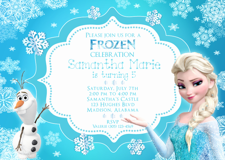 Frozen Birthday Invitation Wording Inspirational Frozen Invitation with Elsa and Olaf Whiteeg