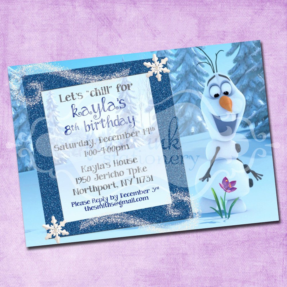 Frozen Birthday Invitation Wording Lovely Frozen Olaf Birthday Invitation
