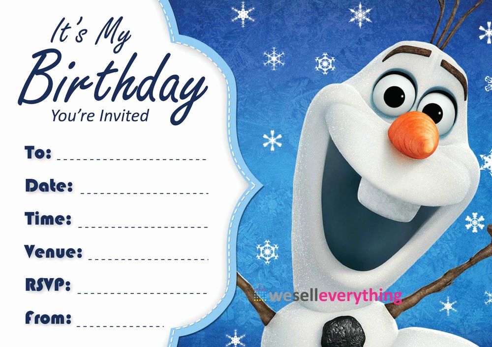 Frozen Party Invitation Template Unique 20 Olaf Frozen Party Invitations Kids Children S Invites