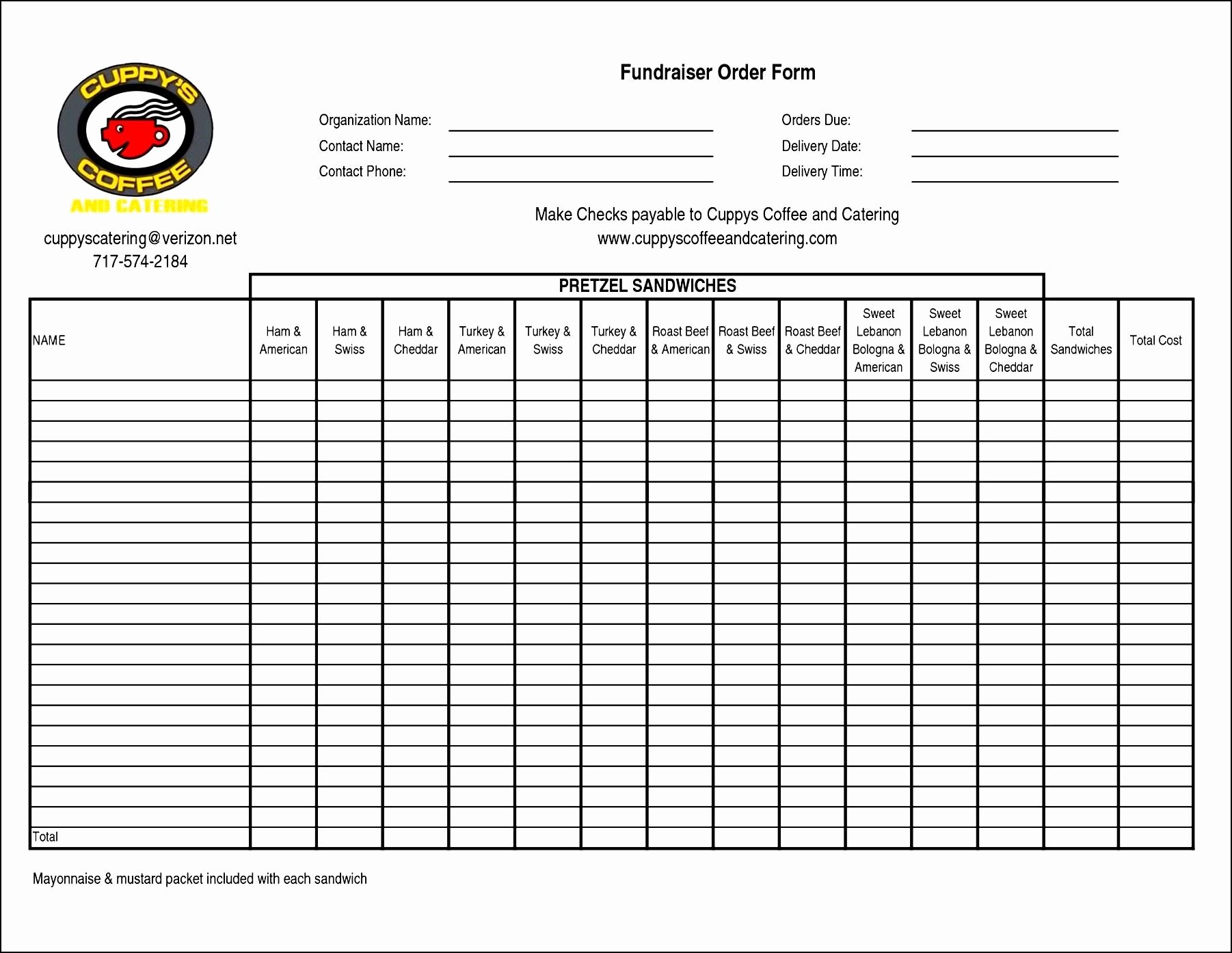 Fundraiser order form Template Word Awesome Fundraiser order Sheet Templates