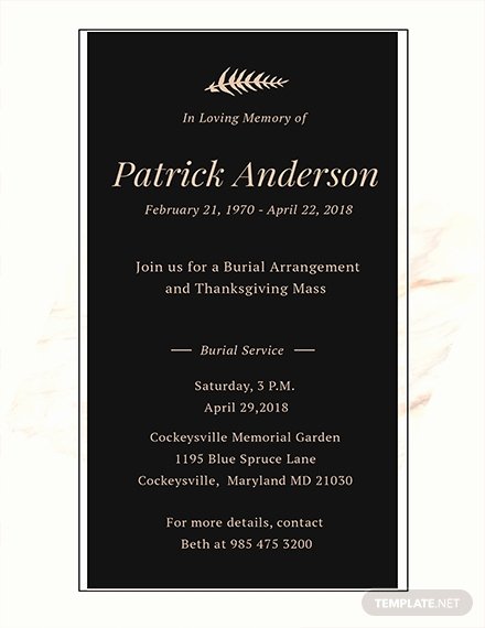 Funeral Announcement Templates Free Fresh Free Simple Funeral Invitation Template Download 513