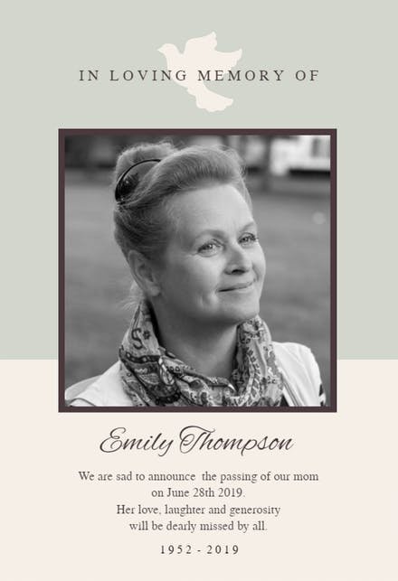 Funeral Announcement Templates Free Lovely Memorial &amp; Funeral Card Templates Free