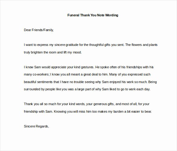 Funeral Thank You Sayings Luxury 7 Funeral Thank You Notes Free Sample Example format