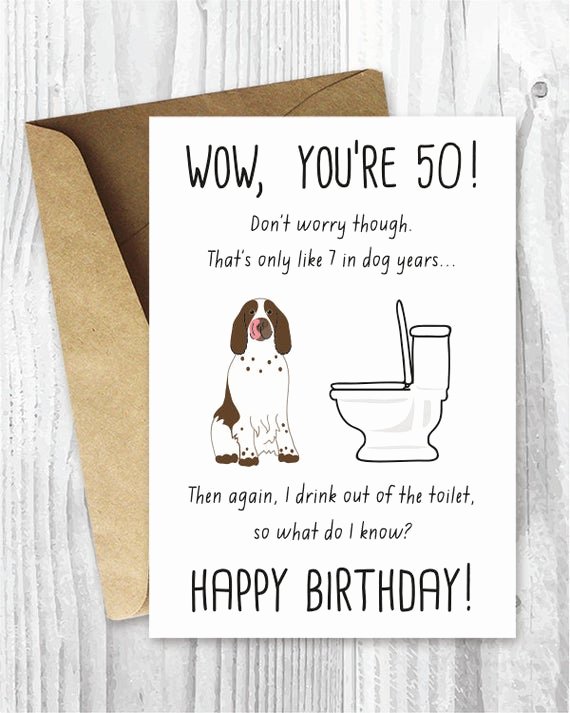 Funny Birthday Card Printable Best Of Items Similar to Printable 50th Birthday Cards Funny Dog