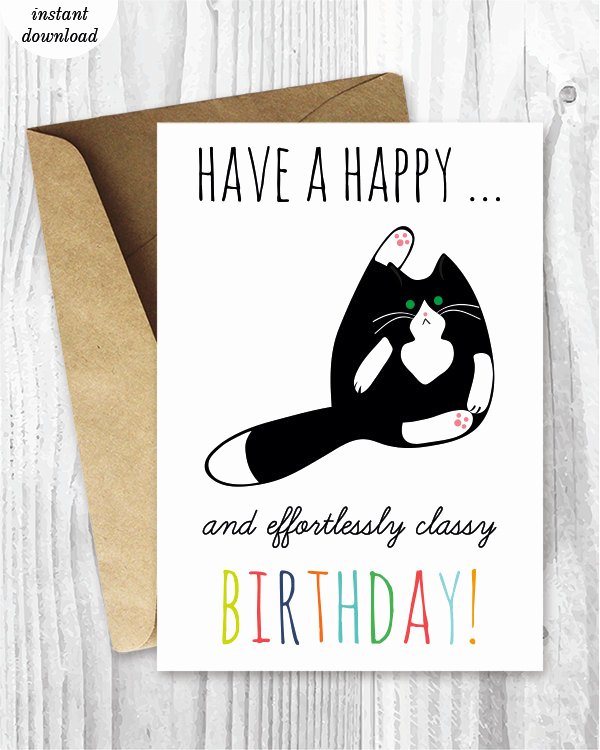 Funny Birthday Card Printable Lovely Printable Birthday Cards Funny Cat Birthday Cards Instant